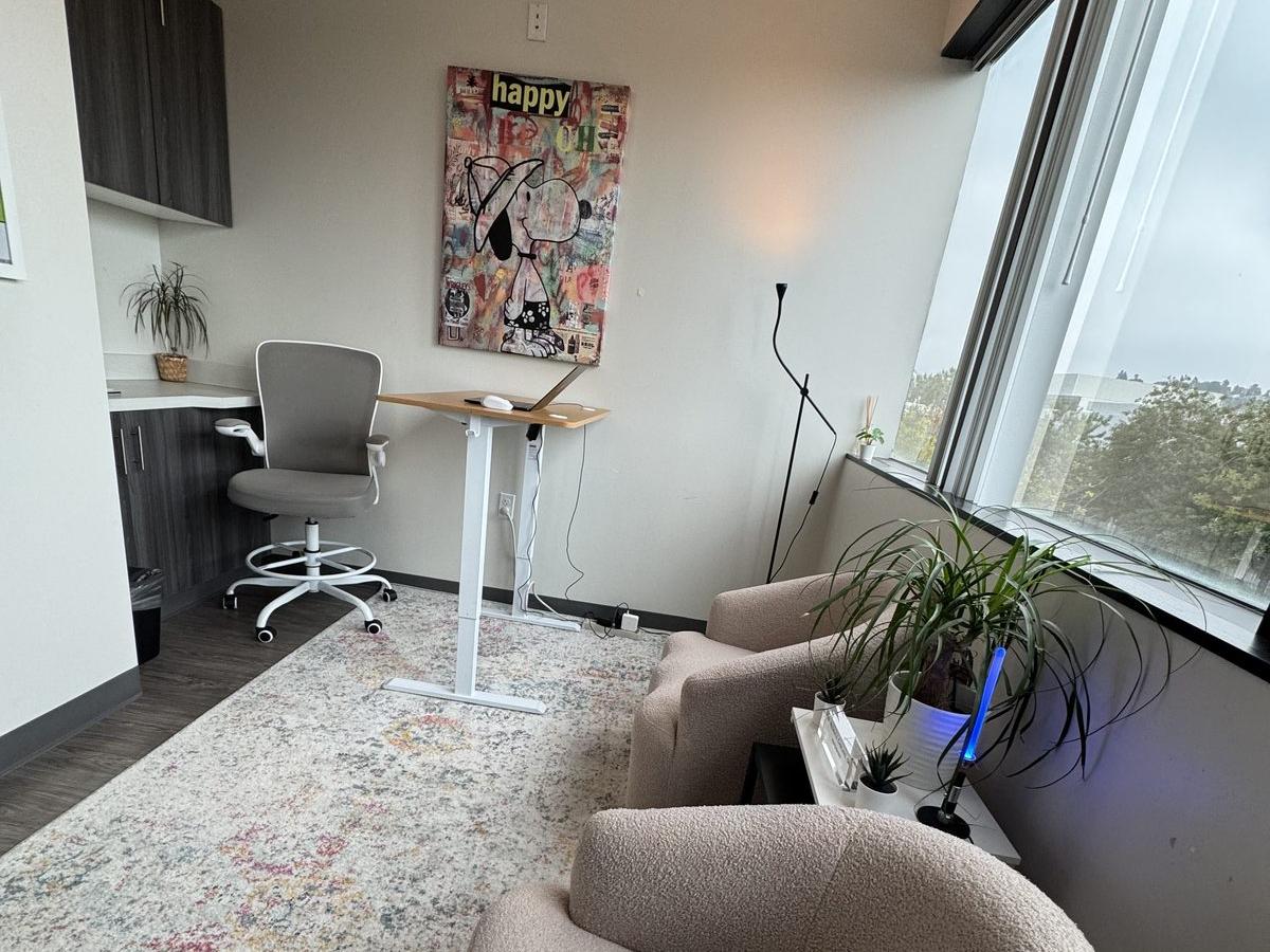 Office from patient perspective — calm clinical space with window view